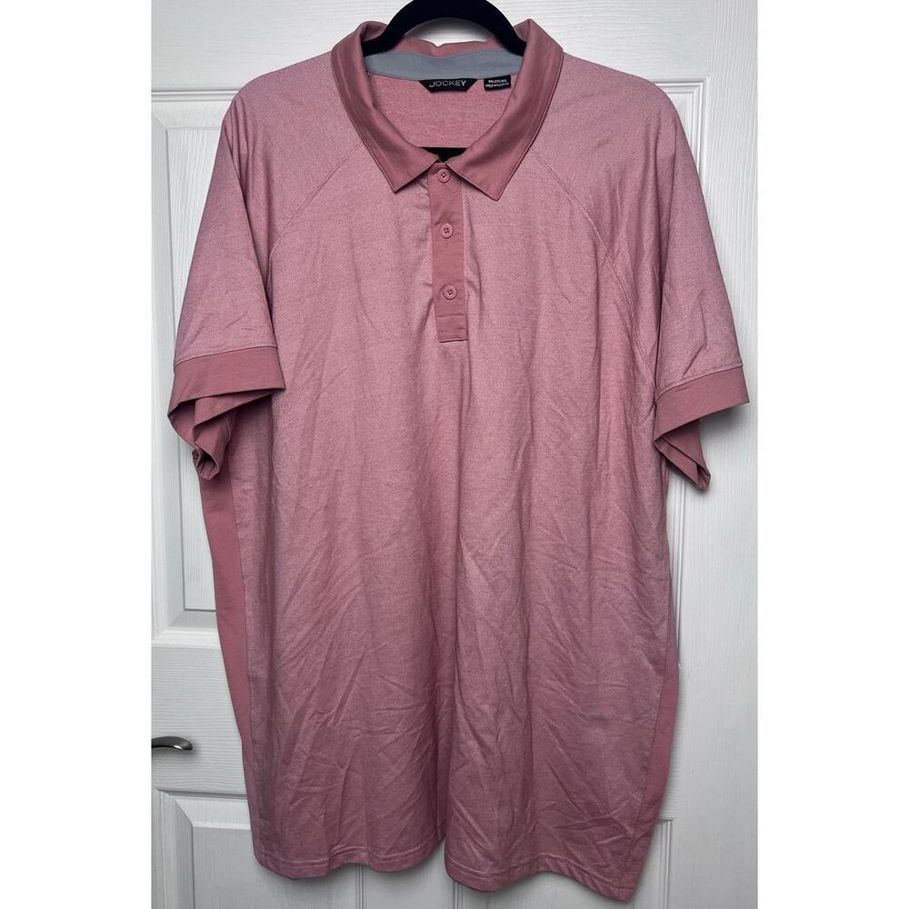 Jockey Men's Polo Short Sleeve Shirt Pink Size 3XL